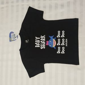 Girls Black Baby Shark Aruba Short Sleeve T-Shirt